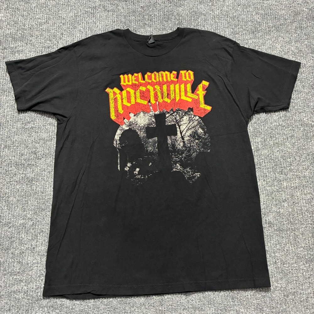 Rockville Music Festival Mens T-Shirt XL Black Gothic Cross Concert Short Sleeve